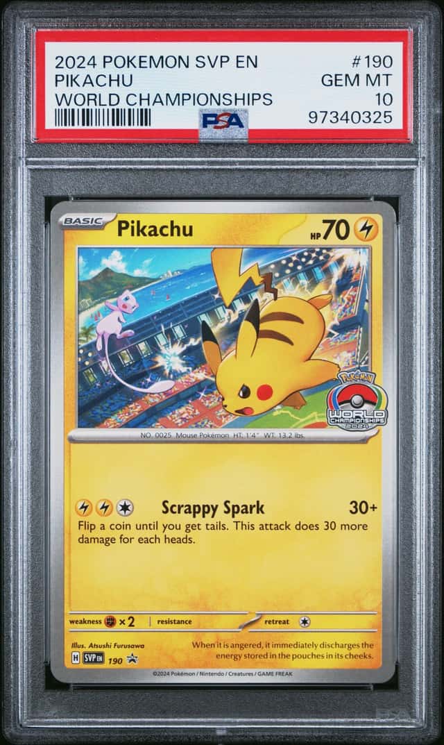 2024 Pokemon SVP EN-SV Black Star Promo Pikachu #190 World Championships PSA 10