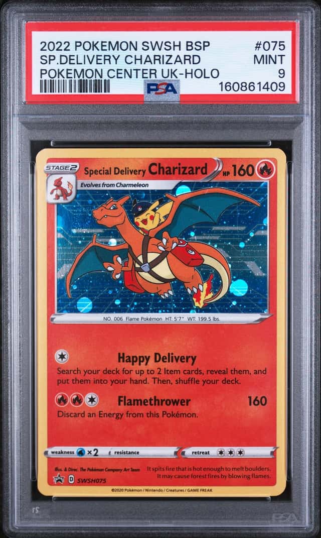 2022 Pokemon SWSH BSP Special Delivery Charizard Pokemon Center UK HOLO - PSA 9