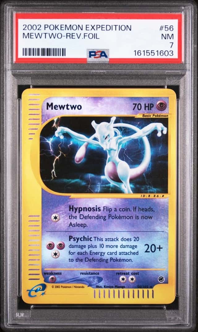 2002 POKEMON EXPEDITION #56 MEWTWO-REVERSE FOIL PSA 7