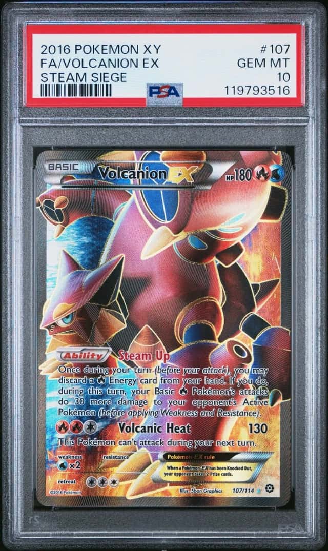 2016 POKEMON XY STEAM SIEGE #107 FULL ART/VOLCANION EX PSA 10
