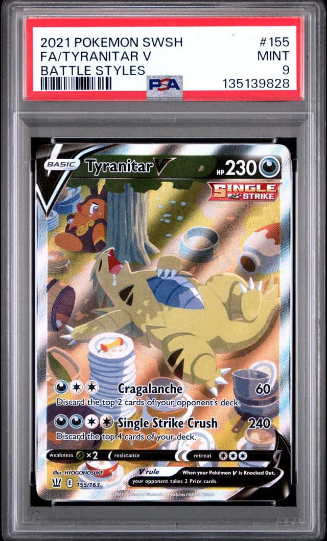 TYRANITAR V 2021 POKEMON BATTLE STYLES 155/163 ULTRA RARE FULL ART PSA 9 Q2419