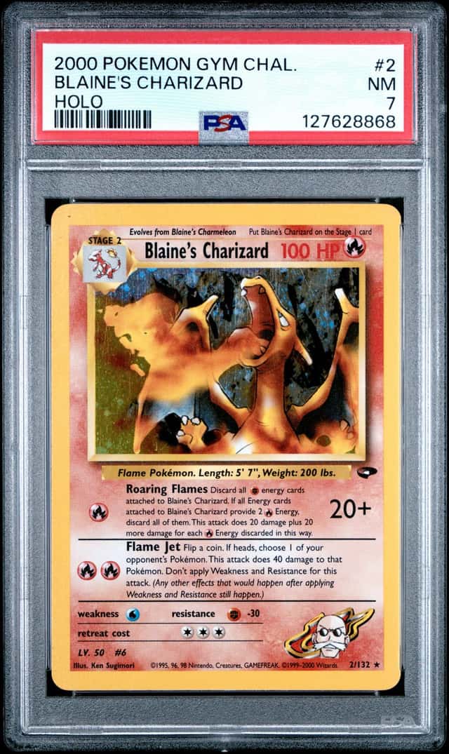 127628868 Blaine's Charizard 2000 Pokemon Gym Challenge #2 Holo PSA 7
