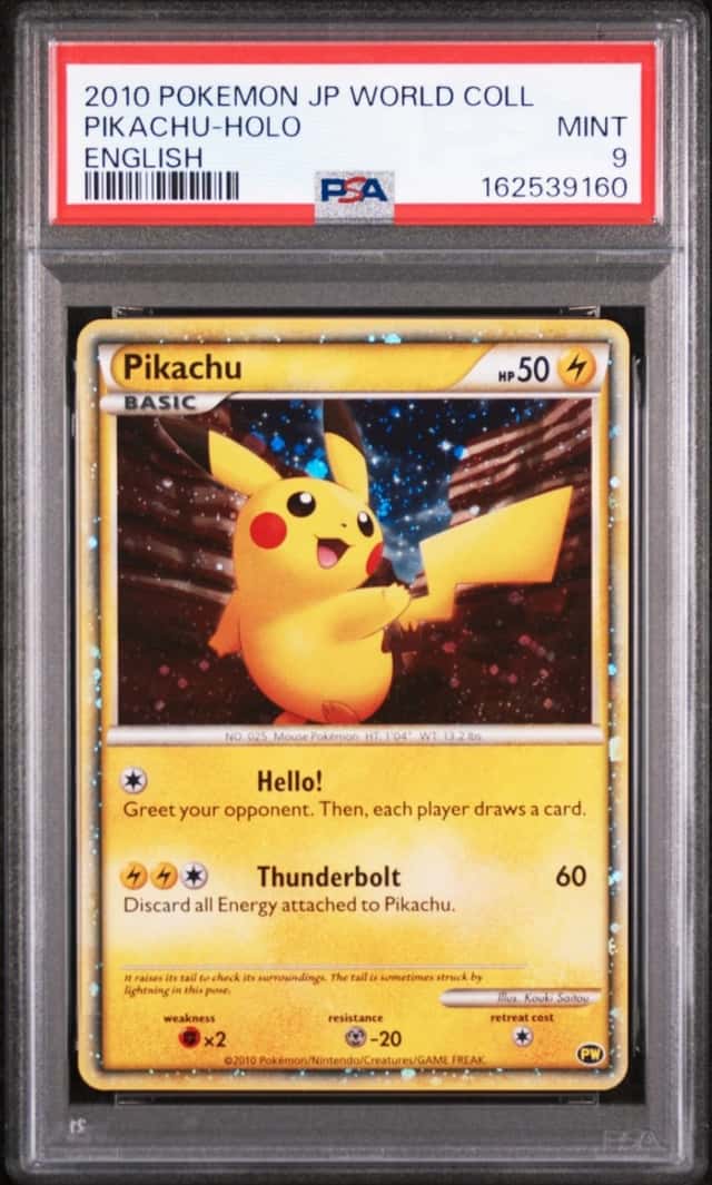 2010 POKEMON JAPANESE WORLD COLLECTION ENGLISH PIKACHU-HOLO PSA 9
