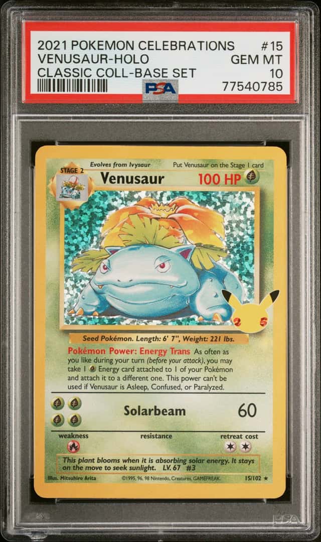 2021 Pokemon Celebrations Classic - Base Set Venusaur PSA 10 #15/102 Holo