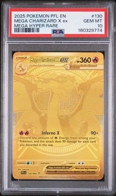 POKEMON MEGA CHARIZARD X ex 2025 PHANTASMAL FLAMES #130 HYPER RARE PSA 10