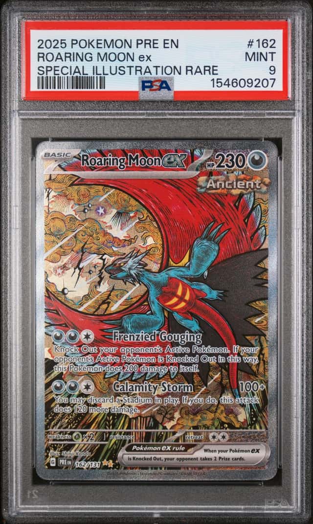 Pokémon 2025 Pre-EN Roaring Moon EX 162/131 Special Illustration PSA 9