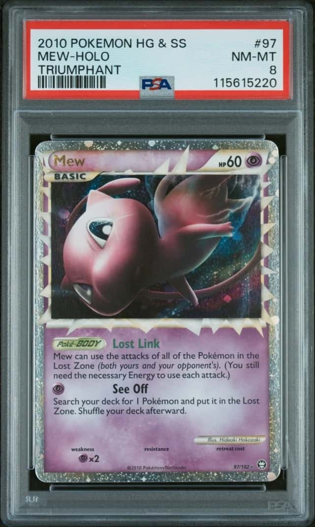 POKEMON MEW-HOLO 2010 HEARTGOLD & SOULSILVER TRIUMPHANT #97 PSA 8