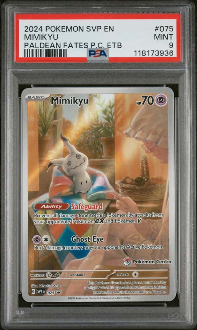 2024 Pokémon SVP EN-SV BLACK STAR PROMO POKEMON CENTER MIMIKYU  #075  PSA 9