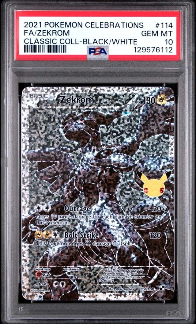 2021 POKEMON FA/ZEKROM CLASSIC COLL-BLACK/WHITE CELEBRATIONS #114 PSA 10