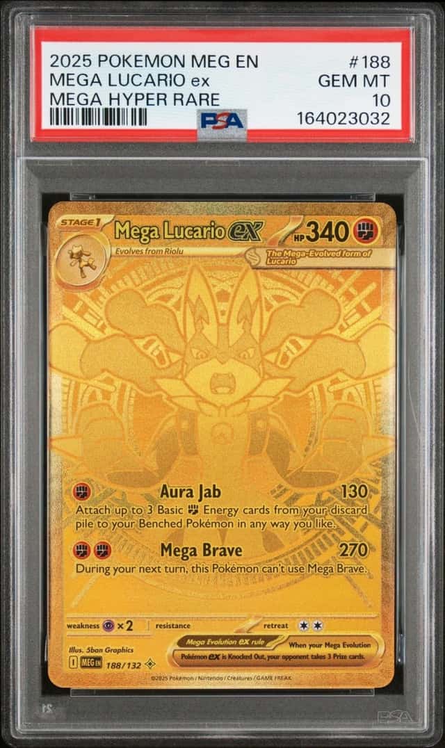 2025 POKEMON MEG EN-MEGA EVOLUTION MEGA HYPER RARE #188 MEGA LUCARIO EX PSA 10