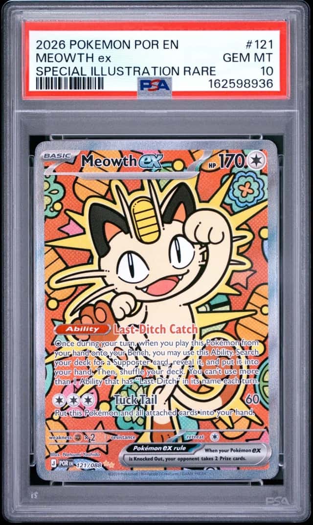2026 POKEMON POR EN-PERFECT ORDER SPECIAL ILLUSTRATION RARE MEOWTH EX PSA 10