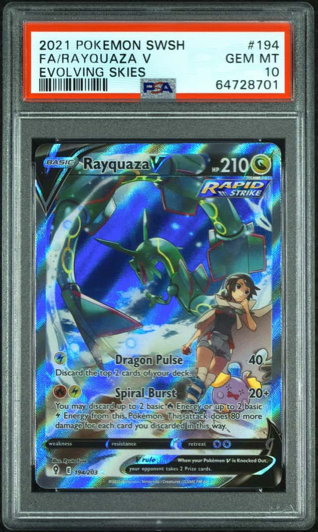 2021 Pokemon SWSH Evolving Skies #194 FA Rayquaza V PSA 10 GEM MINT