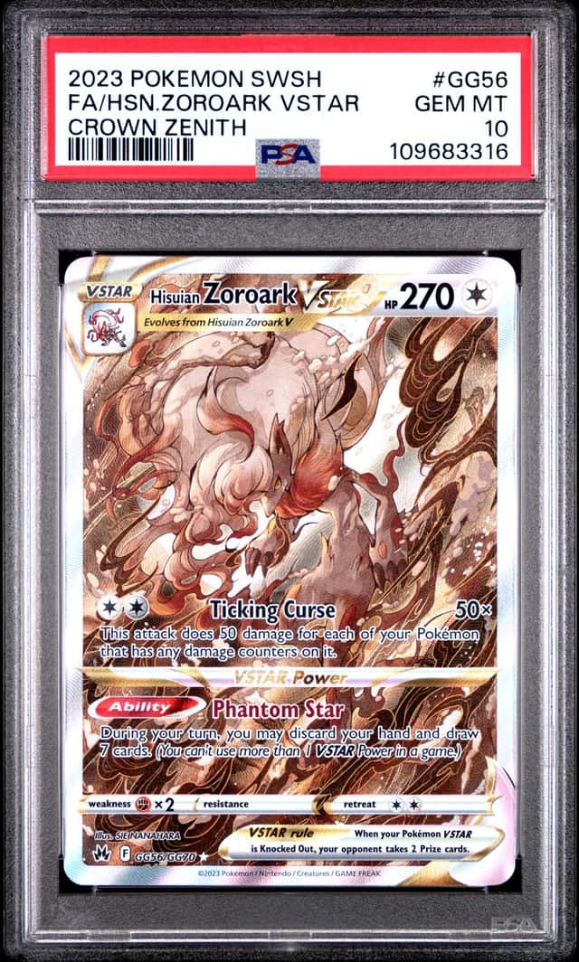 2023 POKEMON SWORD & SHIELD CROWN ZENITH FULL ART/HISUIAN ZOROARK VSTAR PSA 10