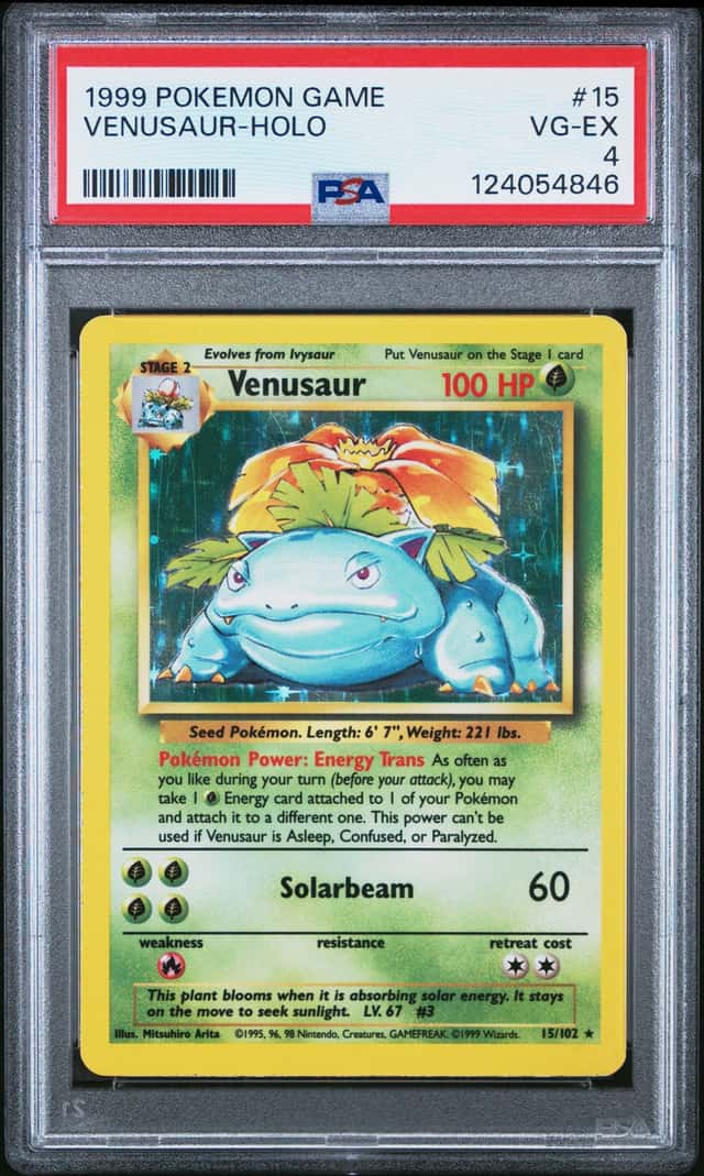 1999 POKEMON BASE SET UNLIMITED #15 VENUSAUR-HOLO PSA 4