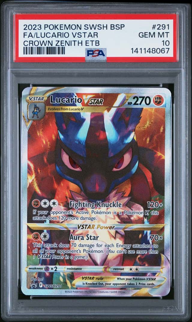 2023 Pokemon Crown Zenith ETB Black Star Promo Lucario VSTAR #SWSH291 - PSA 10