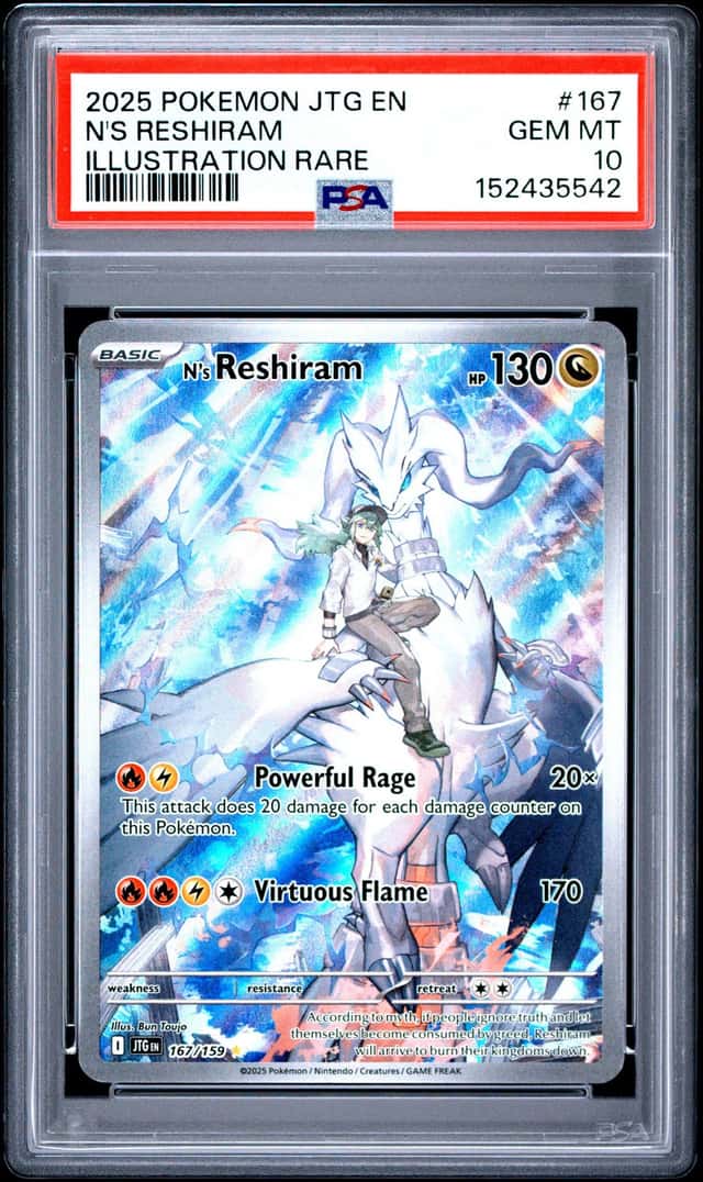 2025 Pokemon SV JTG EN #167 N's Reshiram Enhanced Booster Topper PSA 10 GEM