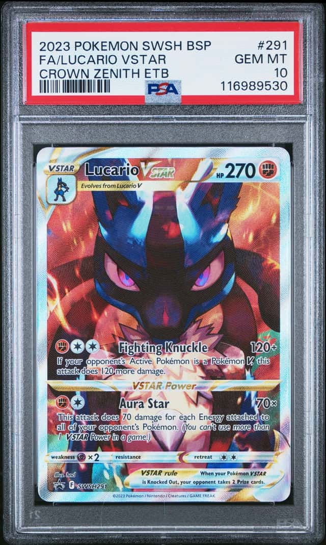 2023 Pokemon SWSH BSP Crown Zenith ETB #291 FA Lucario VStar PSA 10 GEM MINT