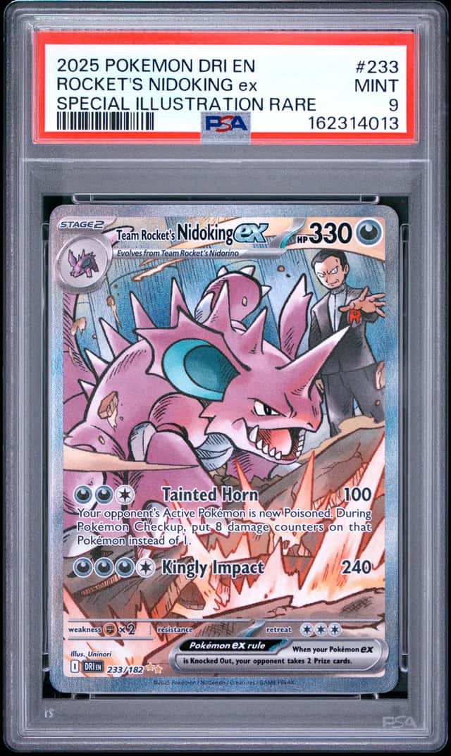 2025 POKEMON DRI SPECIAL ILLUSTRATION RARE #233 TEAM ROCKET'S NIDOKING EX PSA 9