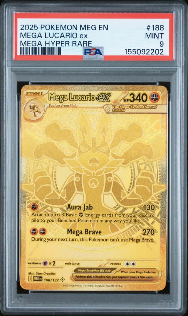 2025 Pokemon Mega Evolution Lucario ex Hyper Rare #188/132 PSA 9