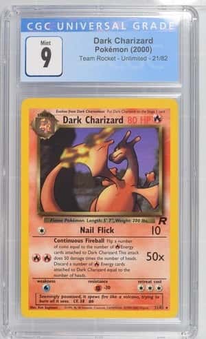 Dark Charizard Pokemon TCG (2000) Team Rocket - Unlimited - 21/82 Graded CGC M 9
