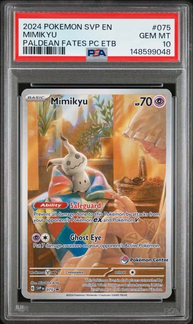 Pokemon Mimikyu Sv Black Star Promo 075 Paldean Fates Pokemon Center Etb PSA 10