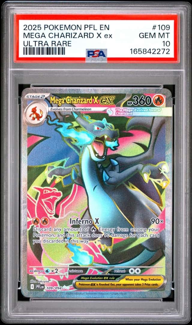 2025 POKEMON PFL EN-PHANTASMAL FLAMES ULTRA RARE #109 MEGA CHARIZARD X EX PSA 10
