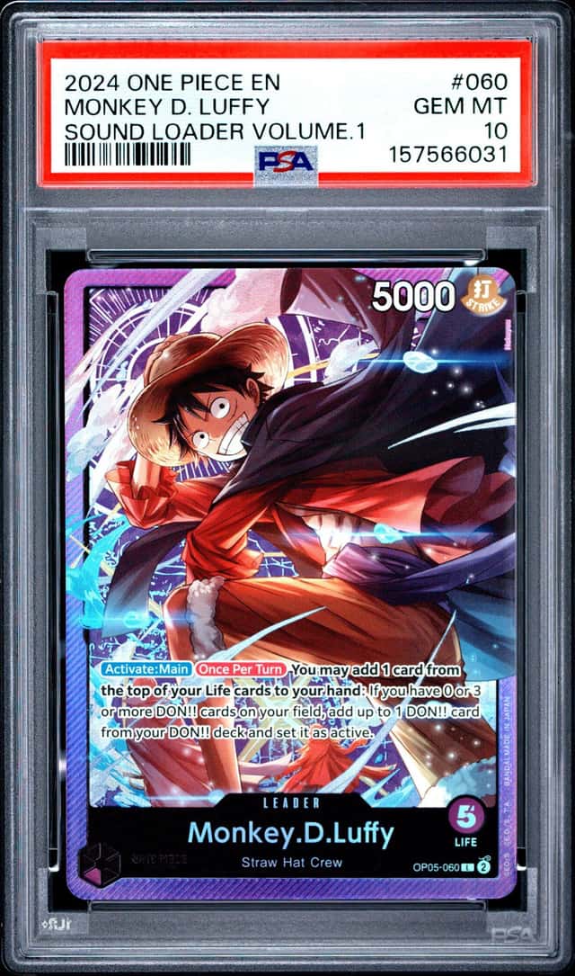 2024 One Piece Monkey D. Luffy #060 SOUND LOADER VOL. 1 Promo PSA 10 GEM MINT