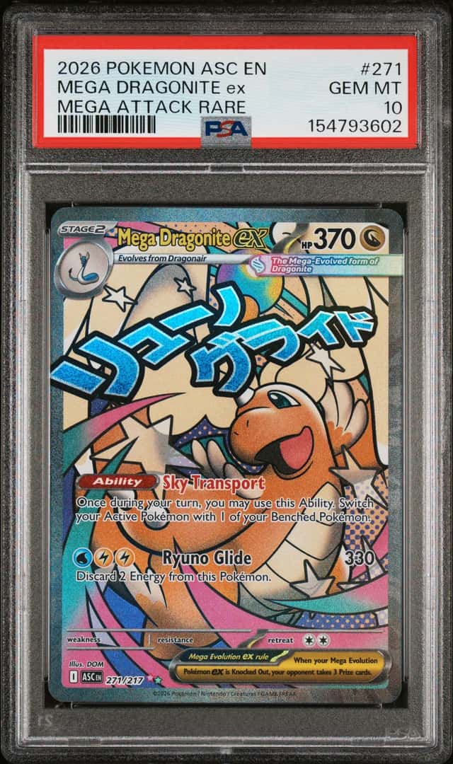 2026 POKEMON ASCENDED HEROES MEGA ATTACK RARE #271 MEGA DRAGONITE EX PSA 10