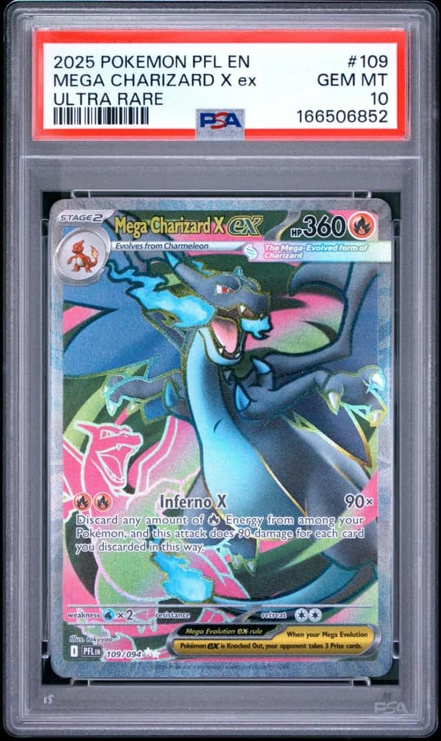 2025 POKEMON PFL EN-PHANTASMAL FLAMES ULTRA RARE #109 MEGA CHARIZARD X EX PSA 10