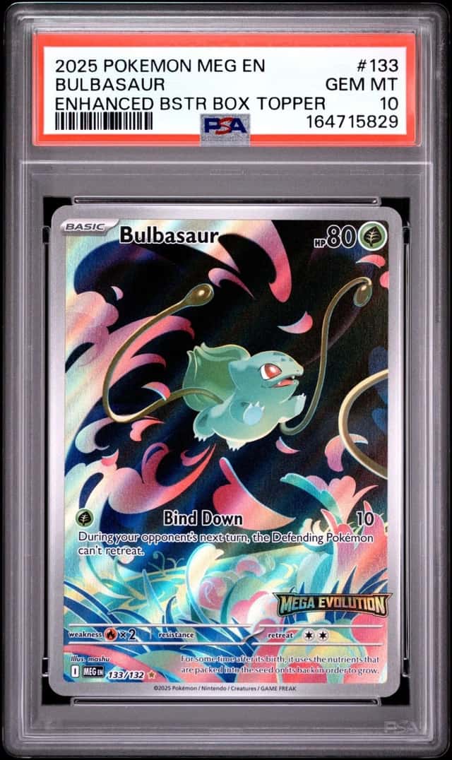 2025 POKEMON MEG EN-MEGA EVOLUTION ENHANCED BOOSTER BOX TOPPER BULBASAUR PSA 10