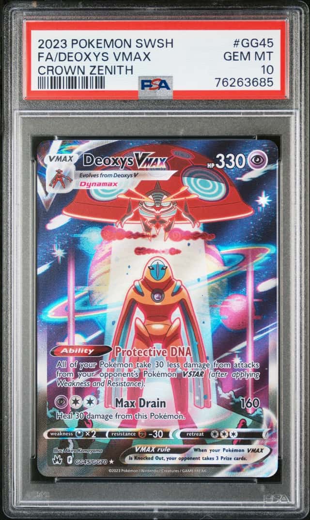 2023 Pokemon Crown Zenith Full Art Deoxys Vmax GG45 PSA 10
