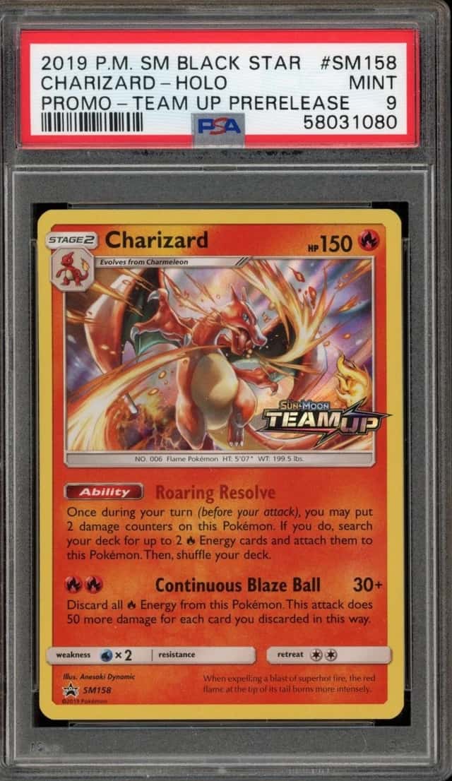 Pokemon Charizard Holo Sm Black Star Promo SM158/181 Team Up Prerelease PSA 9