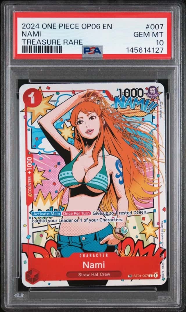 ONE PIECE NAMI 2024 OP06-WINGS OF THE CAPTAIN #007 TREASURE RARE PSA 10