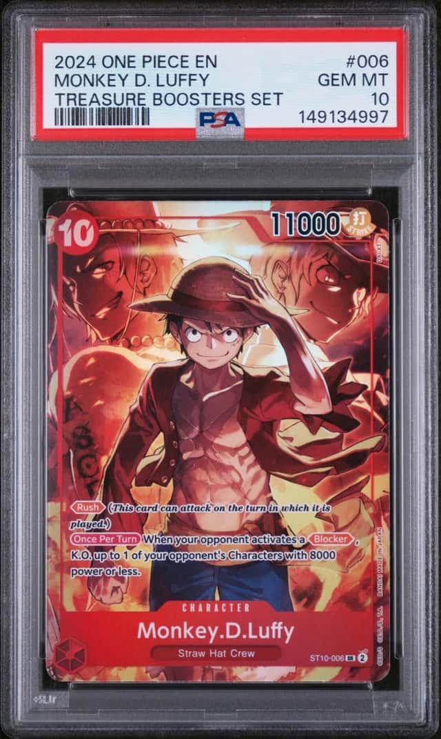 One Piece Monkey D. Luffy Promo 006 Treasure Boosters Set PSA 10 Gem Mint