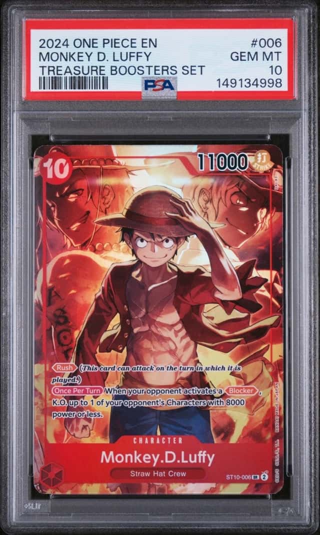 One Piece Monkey D. Luffy Promo 006 Treasure Boosters Set PSA 10 Gem Mint