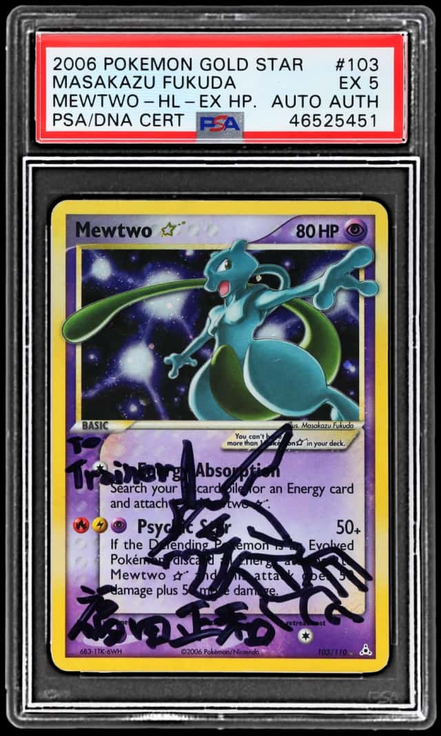 2006 Pokemon Ex Holon Phantoms Mewtwo Gold Star Holo Signed Masakazu Fukuda #103