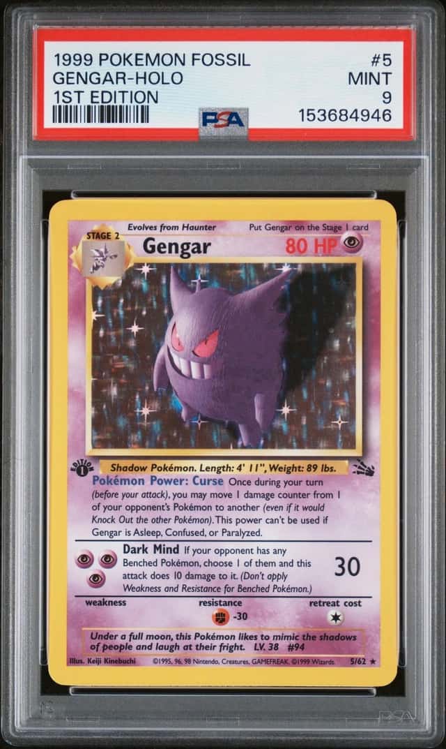1999 Pokemon Fossil 1st Edition Holo #5 Gengar - PSA MINT 9