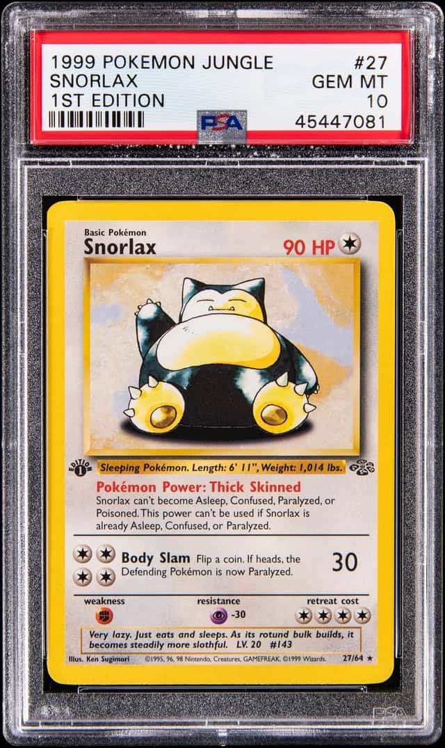 1999 Pokemon Jungle 1st Edition #27 Snorlax - PSA GEM MT 10