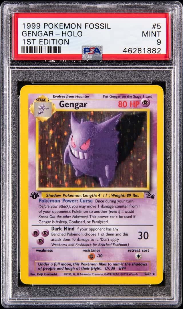 1999 Pokemon Fossil 1st Edition Holo #5 Gengar - PSA MINT 9