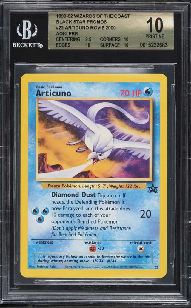 2000 Pokemon Black Star Promo Aoki Error Articuno #22A BGS 10 PRISTINE