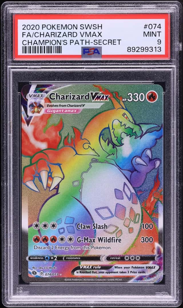 2020 Pokemon Sword & Shield Champion's Path Rainbow Rare Charizard VMAX #74 PSA 9 MINT