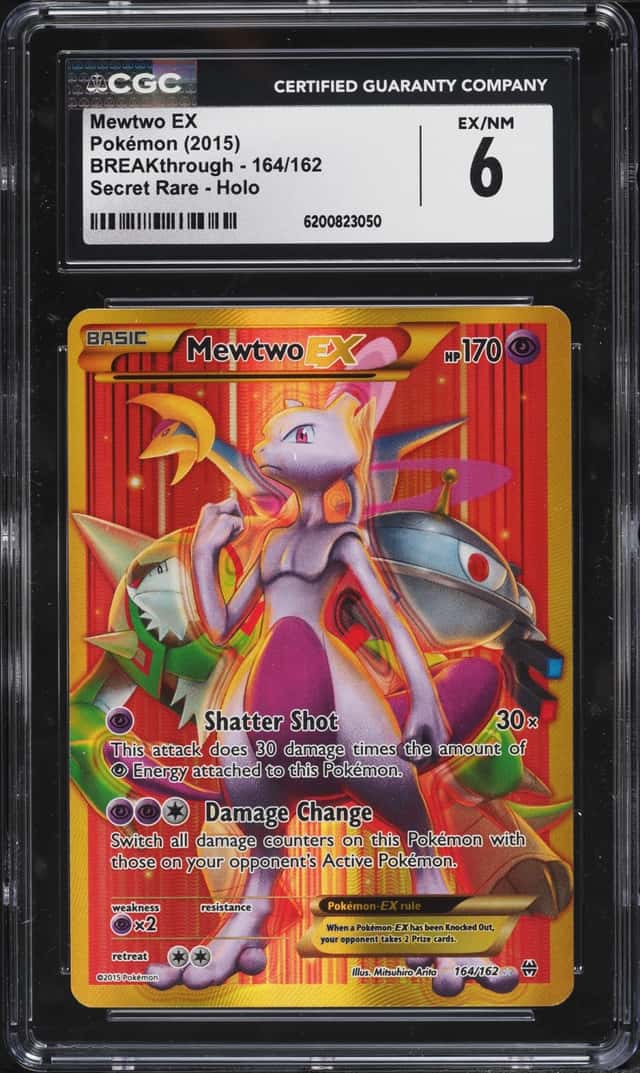 2015 Pokemon XY BREAKthrough Full Art Mewtwo EX #164 CGC 6 EXMT
