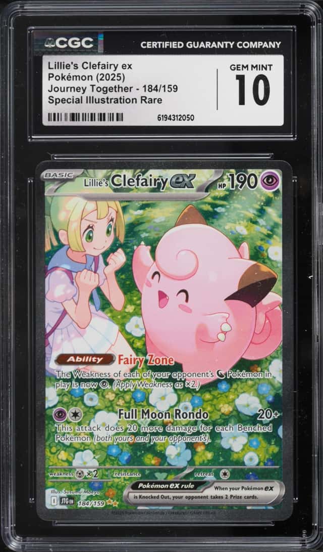 2025 Pokemon Scarlet & Violet Journey Together SIR Lillie's Clefairy Ex #184 CGC 10 GEM MINT