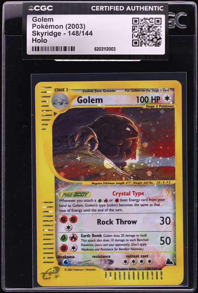 2003 Pokemon Skyridge Holo Crystal Golem #148 CGC AUTH