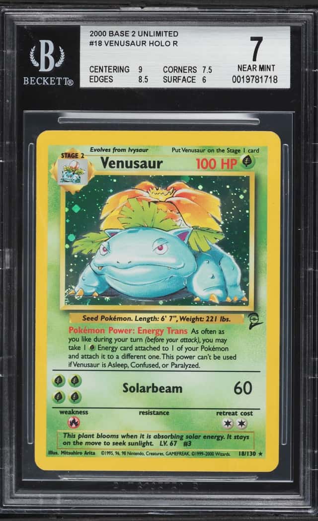 2000 Pokemon Base Set 2 Holo Venusaur #18 BGS 7 NRMT