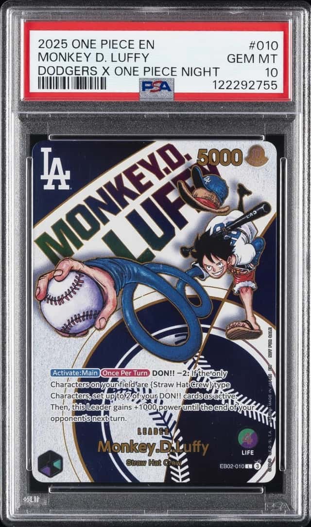 2025 ONE PIECE PROMOS DODGERS X ONE PIECE NIGHT  #010 MONKEY D. LUFFY PSA 10
