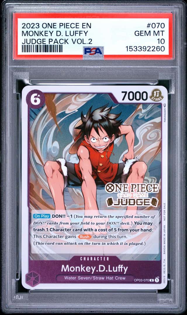 ONE PIECE MONKEY D. LUFFY 2023 JUDGE PACK VOLUME 2 #070 PSA 10