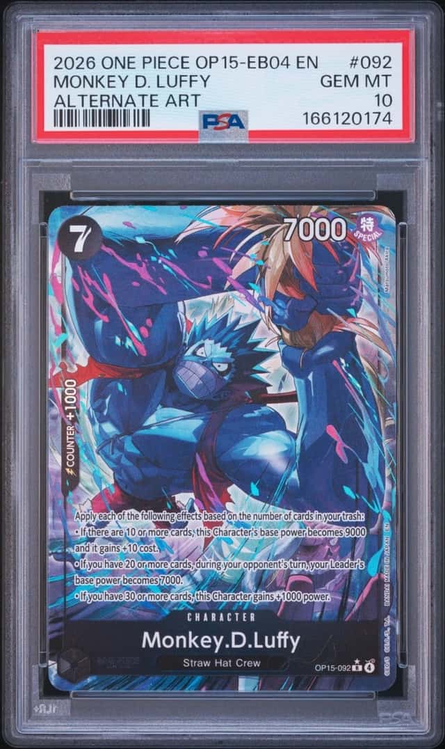 2026 ONE PIECE ADVENTURE ON KAMI'S ISLAND ALT ART #092 MONKEY D. LUFFY PSA 10