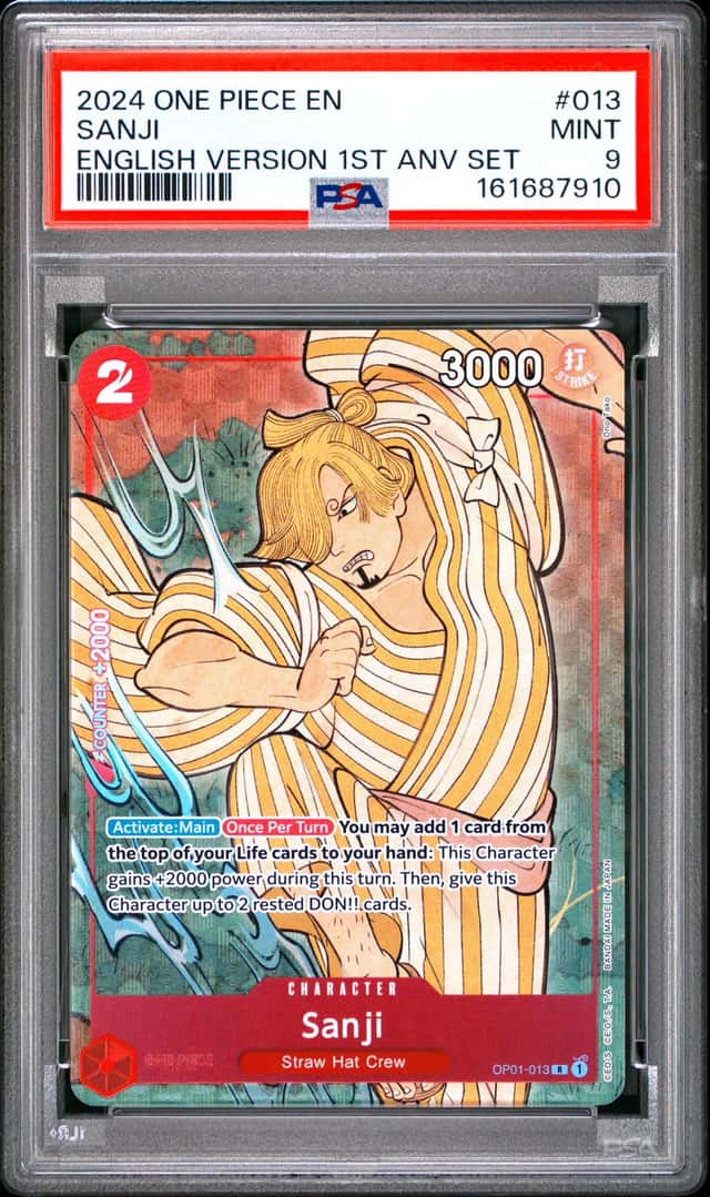 One Piece TCG 1st Anniversary English Sanji OP01 013 PSA 9