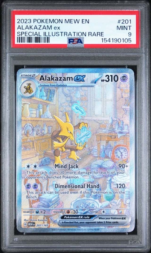 2023 POKEMON MEW EN-151 201 ALAKAZAM EX SPECIAL ILLUSTRATION RARE PSA 9